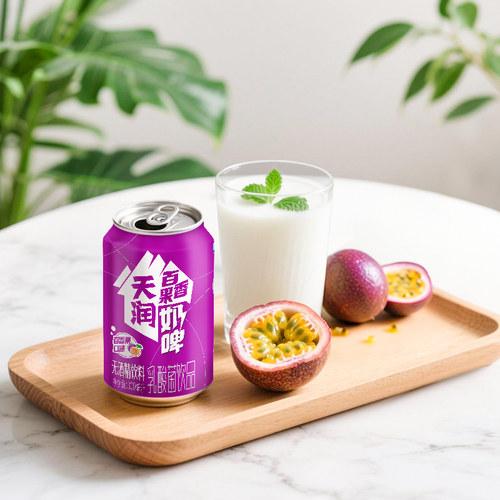 【新品】天润新疆特产百香果风味奶啤发酵乳酸菌饮品300ml*12罐 - 图2