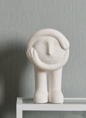 白色陶瓷趣味可爱人偶儿童房摆件