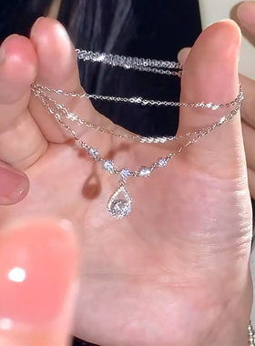 「鱼人之泪」S925纯银项链女超闪