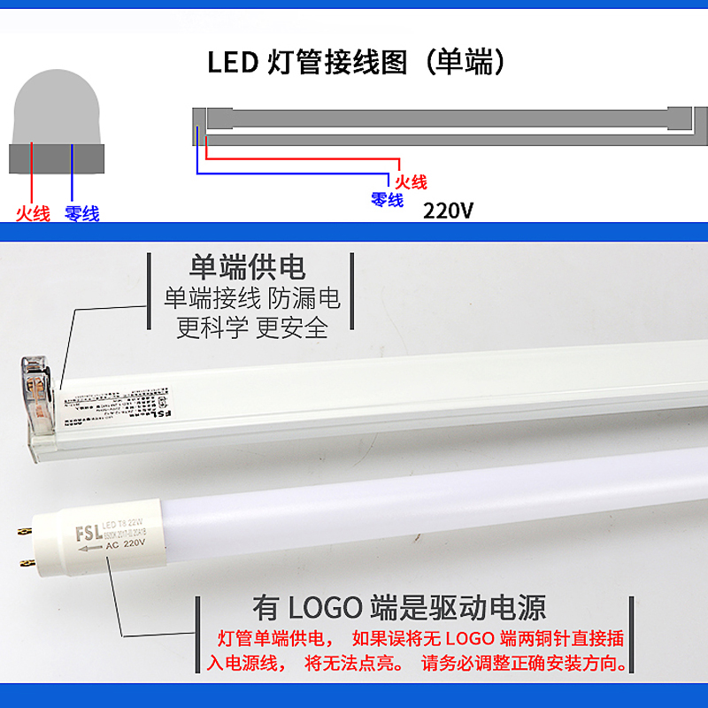 佛山照明led灯管支架灯全套1.2米家用T8日光灯长条灯PC塑料光管18