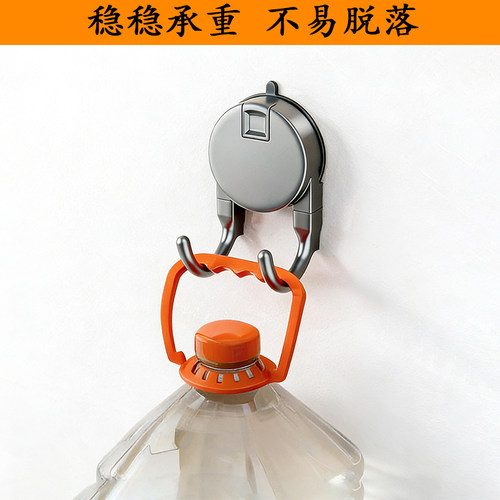 吸盘式双钩挂钩免打孔无痕强力承重卫生间浴室厨房门后家用挂物钩 - 图2