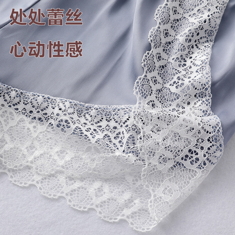 性感冰丝吊带春秋三件套丝绸士睡裙 简汀绮睡衣/家居服套装