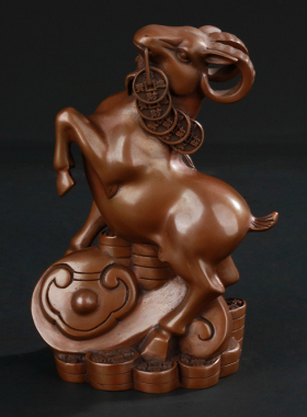 紫铜工艺品如意生肖羊摆件仿古生日礼品金钱羊饰品属羊