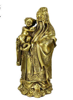 黄铜仿古福禄寿三星铜像 福星寿星禄星生日礼品财神文曲星