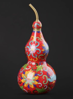 黄铜景泰蓝工艺家居财摆件珐琅彩绘招财铜葫芦书房礼品