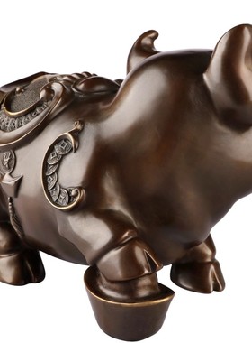 黄铜工艺品五福大财猪家居摆件生肖生日礼品纳财猪开业礼品