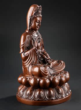 自在观音纯铜供奉招财菩萨佛像