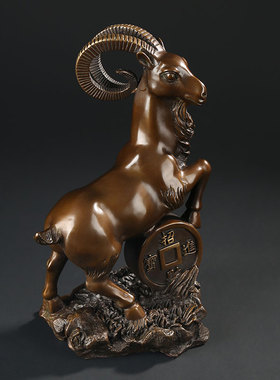 黄铜工艺品家居摆件金钱羊生肖生日礼品羊感恩领头羊商务送礼