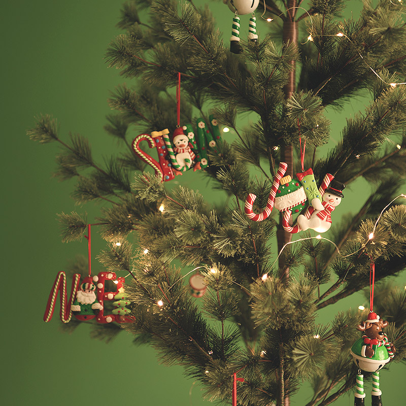 圣诞节可爱PVC英文糖果雪人企鹅圣诞老人挂饰DIY圣诞树装饰小挂件 - 图0