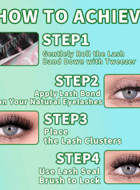 144 clusters of C-shaped segmented 8-16mm eyelashes假睫毛