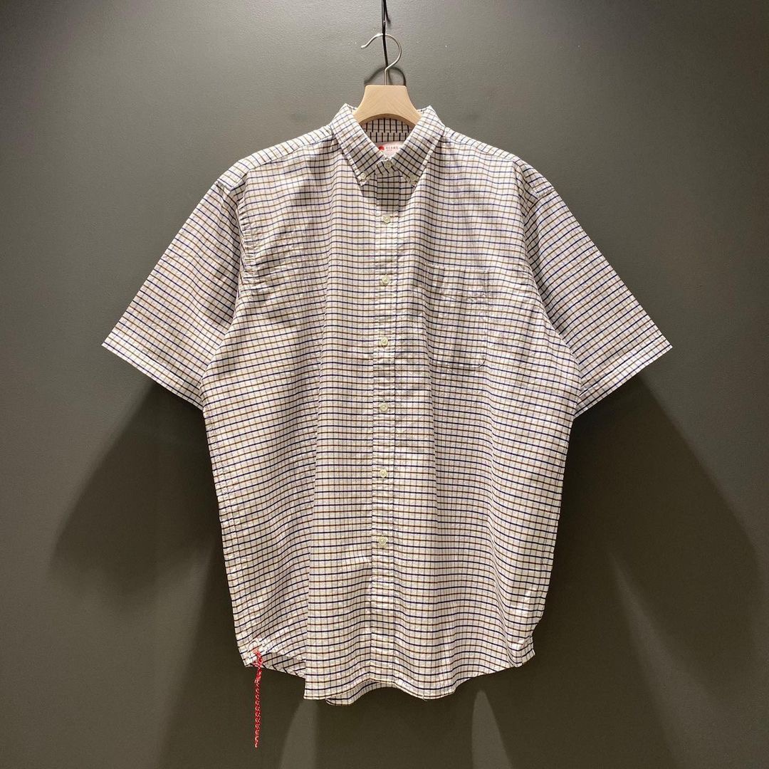 BEAMS JAPAN Loose Check B.D Shirt日本制红绳格子短袖衬衫21SS-图0