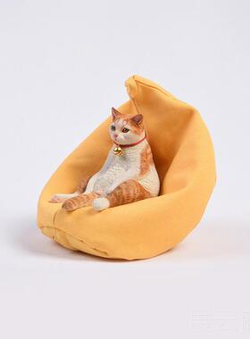 高档JXK仿真橘猫咪迷你玩型具手办 微缩动面物周边玩偶桌小摆件礼