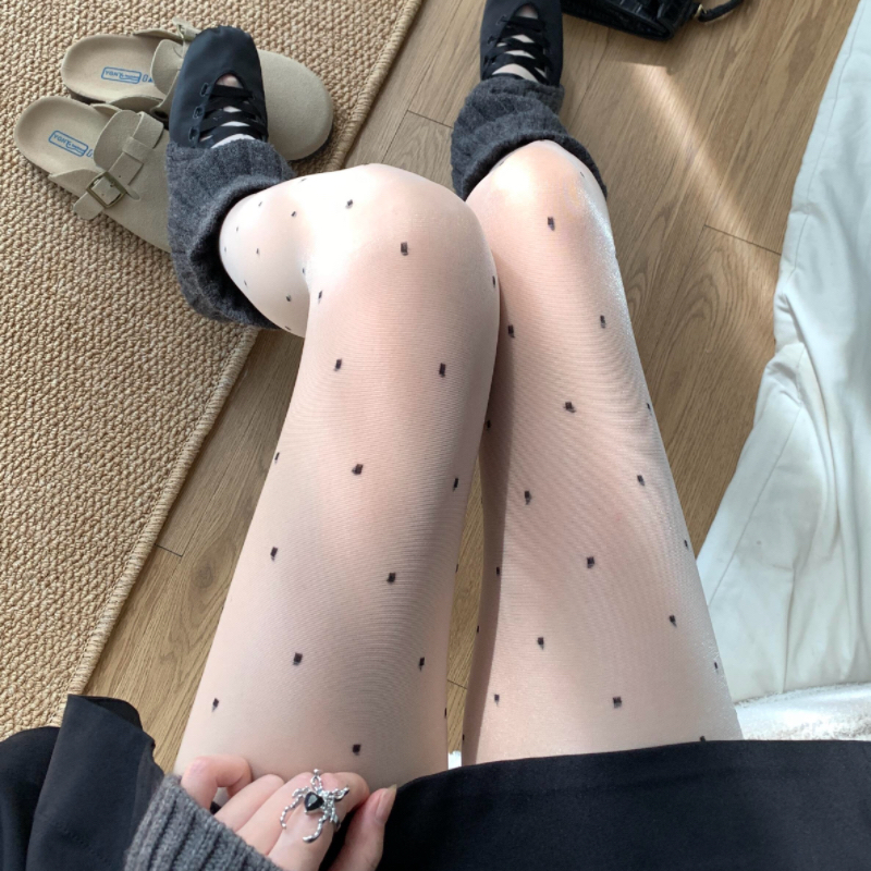 波点丝袜夏季超薄白色防勾丝纯欲0D复古圆点高透jk打底连裤袜女 - 图1