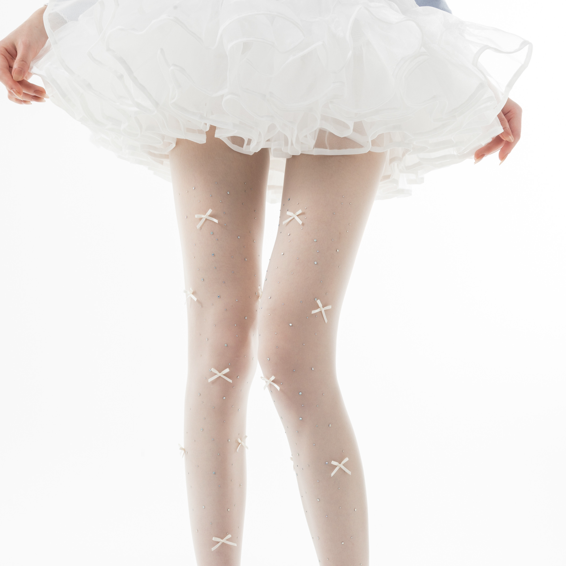 miu菱格白色丝袜少女芭蕾风蝴蝶结防勾丝连袜裤纯欲Lolita打底裤,淘宝优惠券,粉丝福利购,淘宝优惠卷