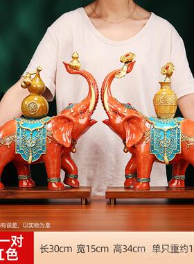 高档铜大象摆饰一对《泰平吉象》办公黄室家居厅玄关开业礼客品工