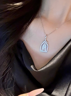 满钻城堡锁骨链项链女高级感