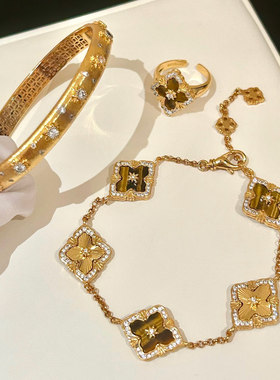 重工布契风拉丝手链虎眼石手镯