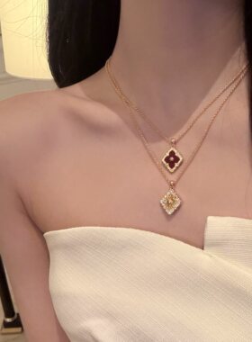 布契风贝母拉丝项链双面锁骨中古