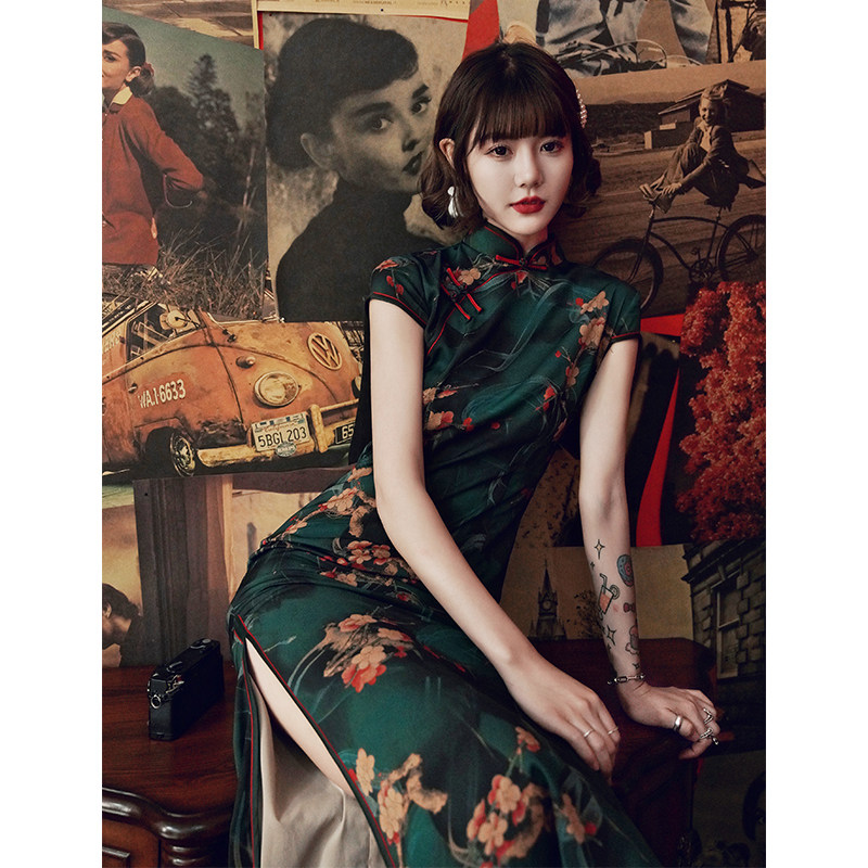 民国老上海旗袍长款气质名媛连衣裙 嫦美人旗袍