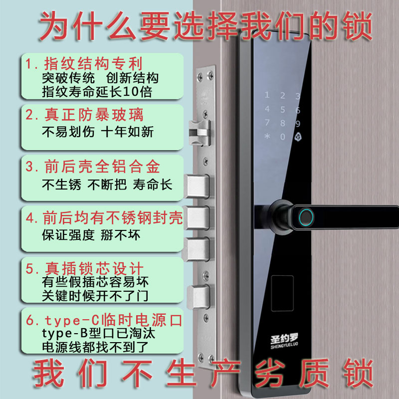 电子锁智能门锁指纹密码锁半自动家用防盗门木门远程开门时效密码 - 图0