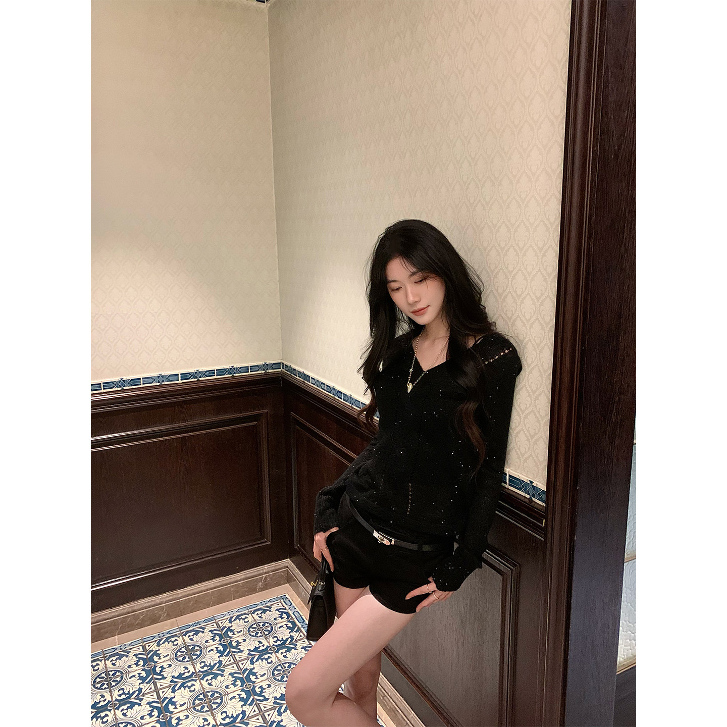 【1/23新品88折】Norain不下雨 黑色短裤女冬季时尚高腰修身裤子,淘宝优惠券,粉丝福利购,淘宝优惠卷