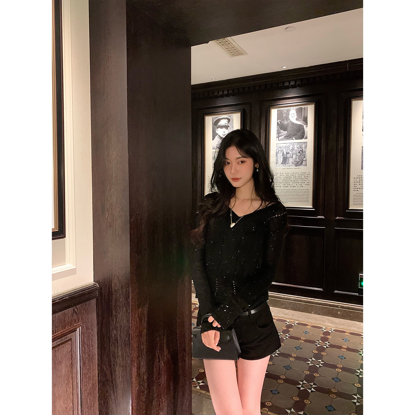 【1/23新品88折】Norain不下雨 黑色短裤女冬季时尚高腰修身裤子,淘宝优惠券,粉丝福利购,淘宝优惠卷