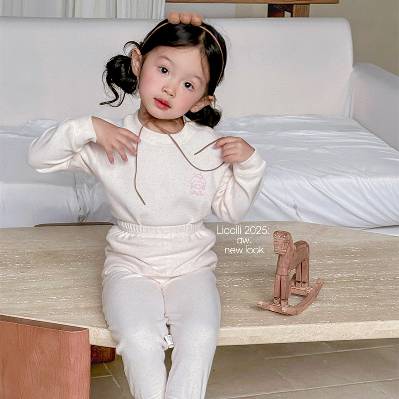 Children's 320g velvet cotton suit boneless sewn thermal underwear home clothes autumn clothes long pants boys and girls suit