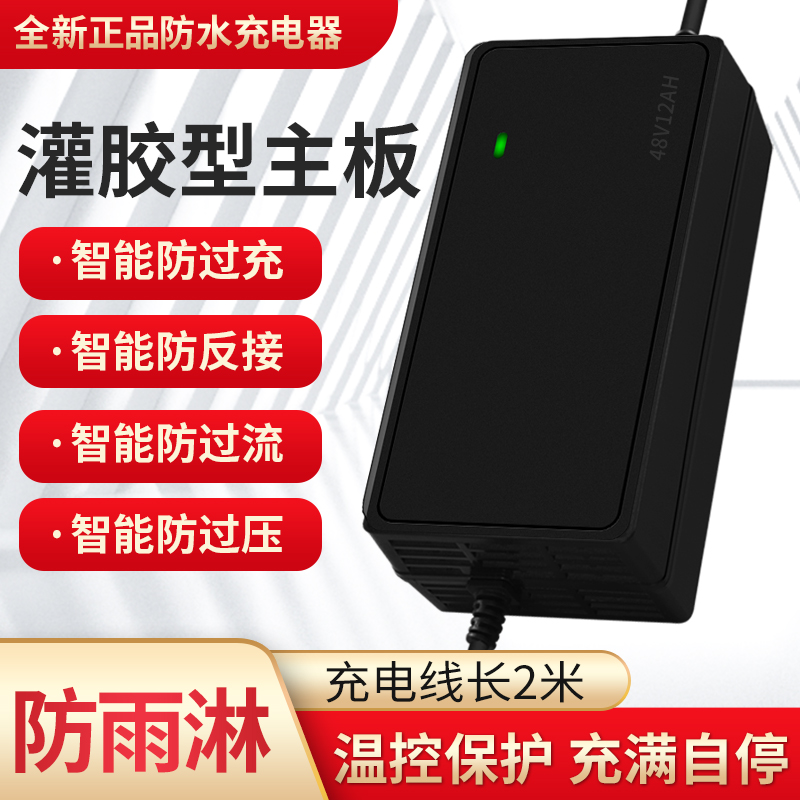 适用立马原装电动车电瓶车充电器36V48V60V72V12AH20AH防水充电器 - 图0