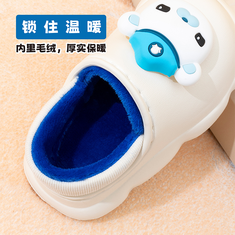 海底小纵队男童冬季新款防水棉鞋女孩卡通防滑加绒儿童包跟棉拖鞋