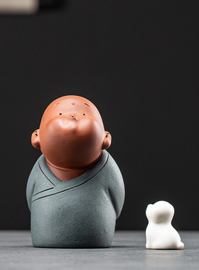 中式禅意紫砂小和尚摆件创意家居客厅博古架办公室桌面装饰摆设i.