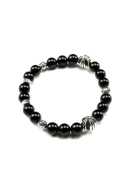 匠银JY 925纯银8mm鸢尾花十字花绿松石碧玺潮流奢华银手链手串