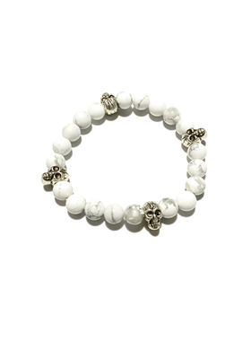 匠银JY 藏银民族风暗黑骷髅MMJ风格8MM手工银色手链手串