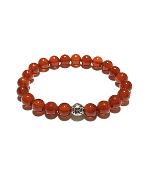 特价匠银JY 单银饰6/8MM黑玛瑙绿松石925纯银情侣银手链手串