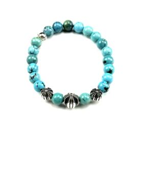 匠银JY 925纯银绿松石原矿哥特字母十字架十字花潮流手链手串