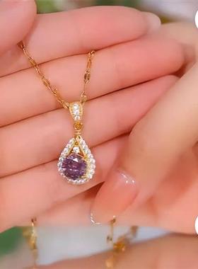 言卿云紫罗兰项链轻奢感紫色吊坠时尚百搭锁骨链女神节礼物送爱人
