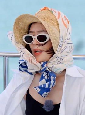 花儿与少年秦岚同款椭圆框墨镜米白色复古欧美辣妹高级感太阳眼镜