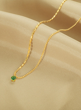 好团圆白百何向前同款绿色吊坠项链简约高级感百搭锁骨链choker