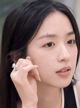 心动的信号翁青雅同款蝴蝶结戒指银色开口可调节高级感指圈指环