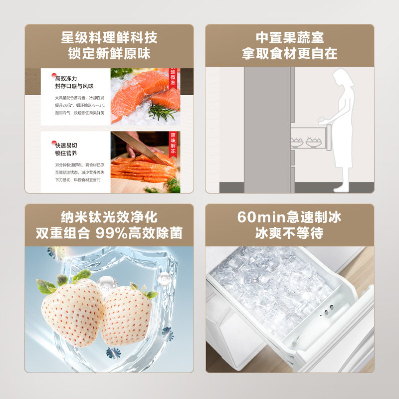 东芝495多门自动制冰节能变频冰箱 东芝家电厨房冰箱