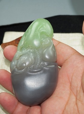 【晶金良玉】经典青海料双青料把件和和美美