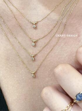 圣诞限定日系水滴纯银项链四钻