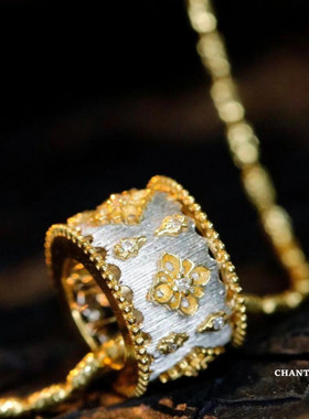 意大利18K金复古拉丝小蛮腰项链