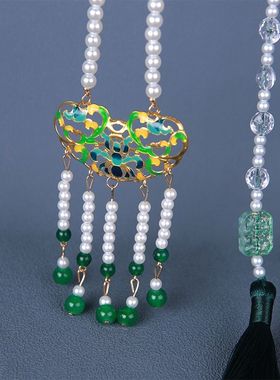 新中式米珠项链冰丝流苏