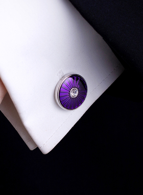 圆形放射线条法式袖扣男士袖口扣钉袖口钉衬衣袖钉定制 Cufflinks