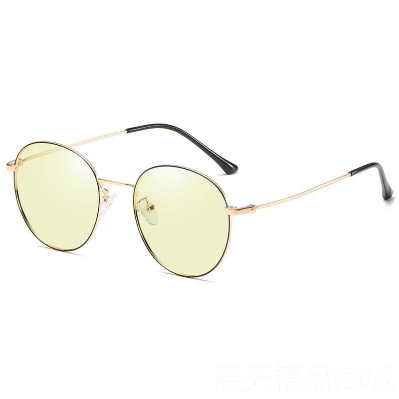 Genuine anti-blue radiation glasses for women and men, light-changing color protection, round frame, eye protection, unlimited number, flat light, trendy light Korean version