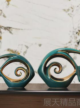 正品年年有鱼厅电视柜摆件轻奢高档迁物新居礼酒柜装饰陶客瓷工艺