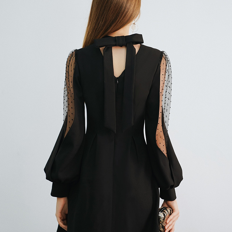 派对小晚礼服2022新款短款黑色洋装高贵优雅聚会显瘦生日连衣裙女 - 图3