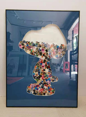现代创意芭蕾女孩装饰积乐木高爱马橙色立体挂画玄关走廊大象墙画