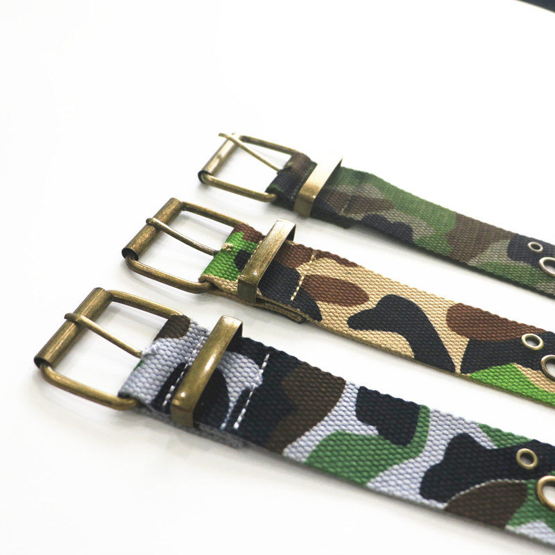 迷彩军训皮带女男生中学生加大码初中军训服裤腰带大学帆布带裤带