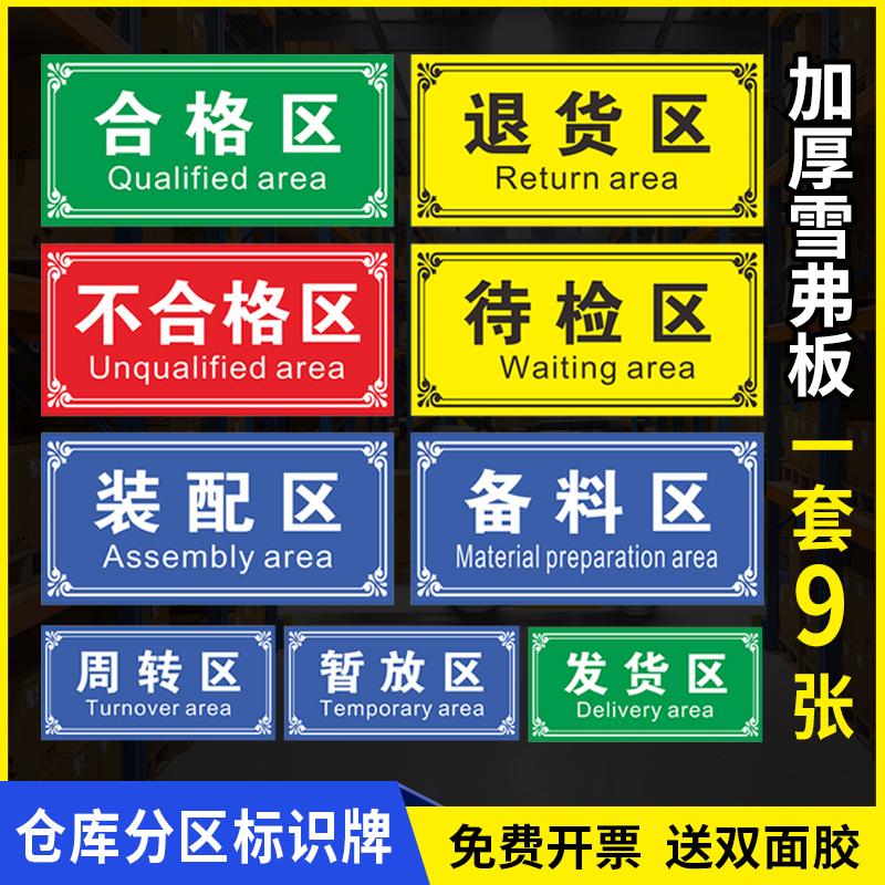 仓库标识牌分区牌指示牌退货区待检区装配区周转区区域划分成品区半成品区库房安全标牌工厂车间合格区提示牌 - 图0